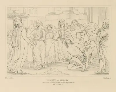 Comedy of errors; Merchant, Angelo, Lady Abbess, Adriana, &c act V, scene 1 av William Francis Starling