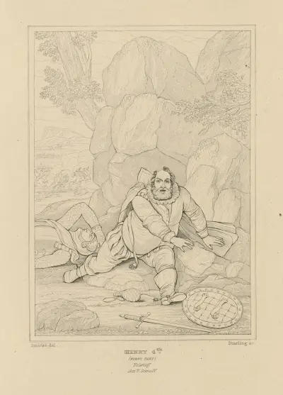 First part of King Henry IV, act 5, scene 4, Falstaff rising slowly av William Francis Starling