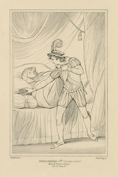 Henry IV and the young prince [King Henry IV, pt. 2, act IV, scene 5] av William Francis Starling