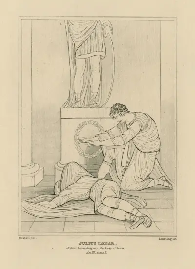 Julius Caesar, Antony lamenting over the body of Caesar, act III, scene I av William Francis Starling