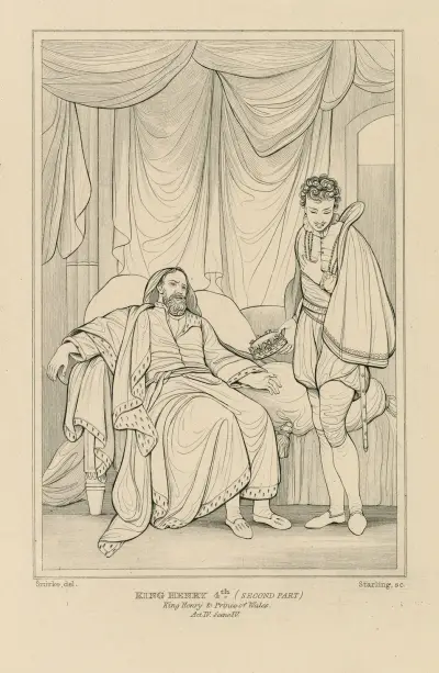 King Henry 4th, (second part), King Henry & the Prince of Wales, act IV, scene IV av William Francis Starling