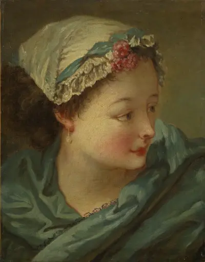 Head of a Young Woman av François Boucher
