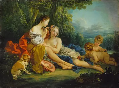 Pastoral Make-Up (La toillette pastorale) av François Boucher