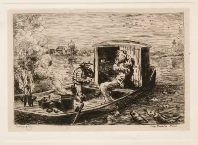 Hýření neboli oběd na lodi, Charles François Daubigny