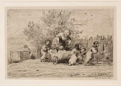Vozíkový odkaz (Děti s vozíkem), Charles François Daubigny