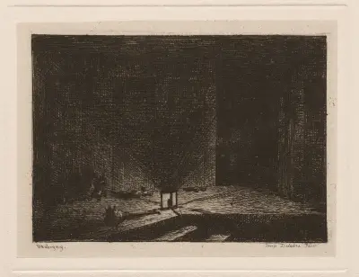 Interiér z hostince (Chodba v hostinci), Charles François Daubigny