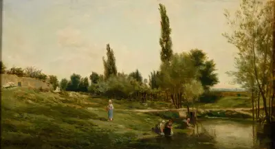 Krajina s pradlenami, Charles François Daubigny