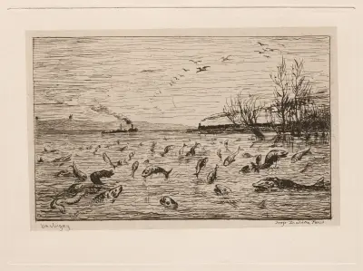 Ryby jásají při odchodu plavčíka (Ryby), Charles François Daubigny