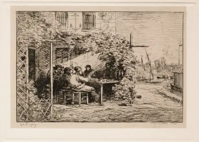 Oběd před odjezdem v Asnières, Charles François Daubigny