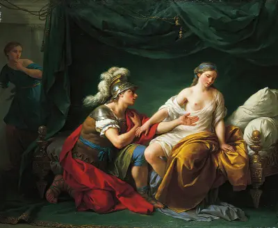 Alcibiades on his Knees Before his Mistress av Louis-Jean-François Lagrenée