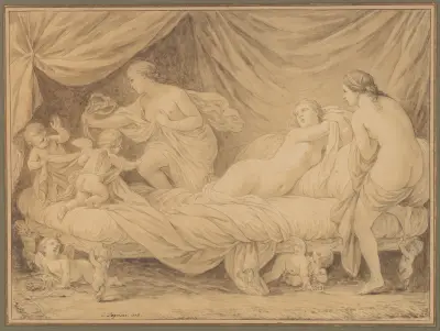 Les Grâces lutinées par les amours av Louis-Jean-François Lagrenée