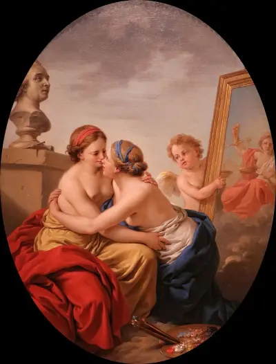 L’unione di pittura e scultura av Louis-Jean-François Lagrenée