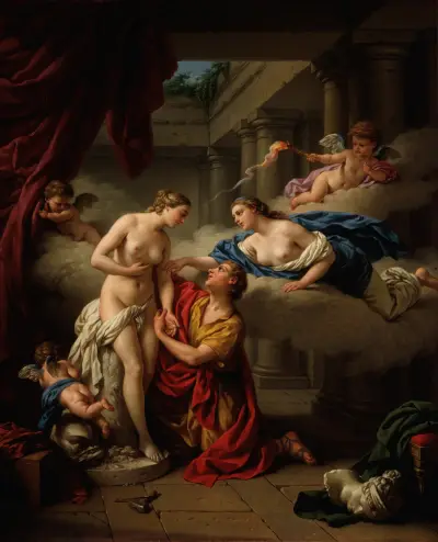 Pygmalion and his statue av Louis-Jean-François Lagrenée