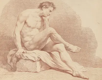 Seated Male Nude av Louis-Jean-François Lagrenée