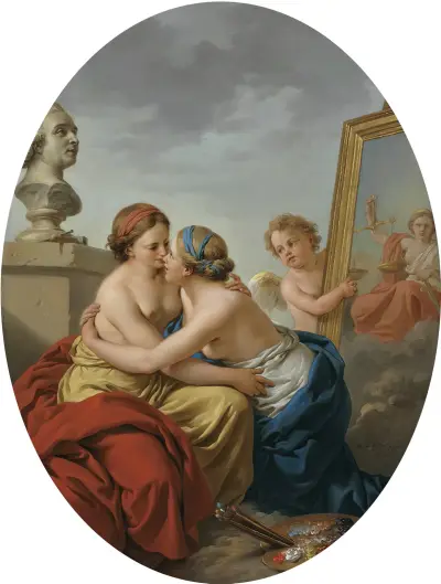 The union of painting and sculpture av Louis-Jean-François Lagrenée