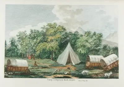Camp a Duywen Hock riviere av François Levaillant