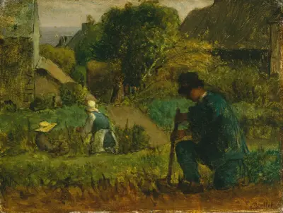 Garden Scene av Jean-François Millet