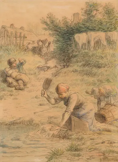 La Lavandière av Jean-François Millet