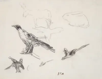 Ravens, Donkey, Rabbit, and Goose av Jean-François Millet