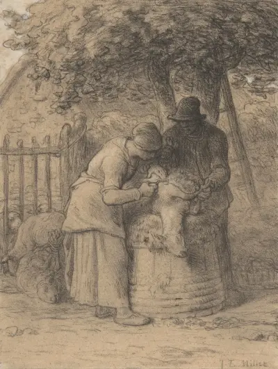 Sheepshearing Beneath a Tree av Jean-François Millet