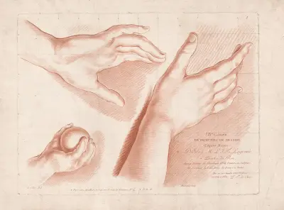 Drei Hände von Louis-François Roubiliac