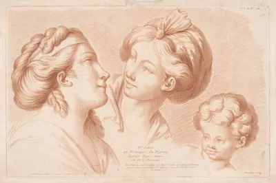 Zwei Frauenköpfe und ein Kinderkopf von Louis-François Roubiliac