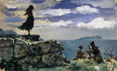 Girl on Ashlars of the Antique City Walls of Norba, Frank Buchser