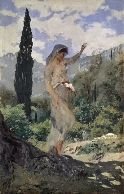 Spinning Girl on Corfu, Frank Buchser