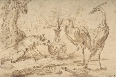Fox With Two Herons av Frans Snyders