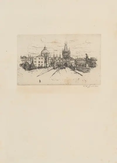 Der Kreuzherrenplatz mit der Karlsbrücke von Tavík František Šimon