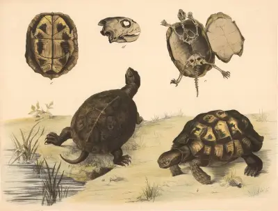 A Europäische Sumpfschilkröte (Emys europaea) b Griechische Schilkröte (Testudo Graeca)., Franz Engleder