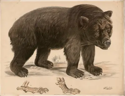 Brauner Bär (Ursus arctos) und seine Fussskelett, Franz Engleder