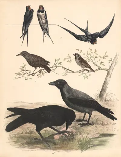 Sparrow, starling, swallow, raven, crow, Franz Engleder