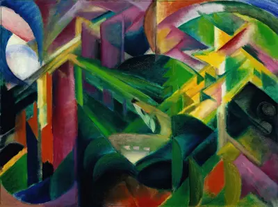 Srny v klášterní zahradě, Franz Marc