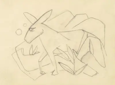 Osel ve stylizované krajině, Franz Marc