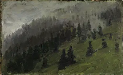 Mlha mezi jedlemi, Franz Marc