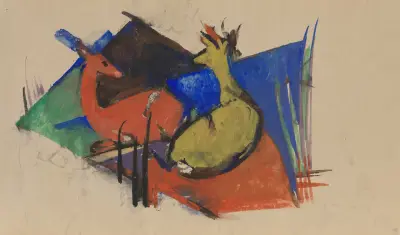 Dva ležící srnci, Franz Marc
