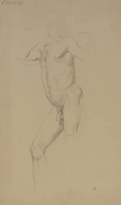 Standing male nude – nr 2 av Frederic Leighton
