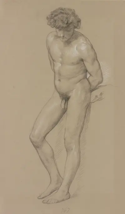 Standing male nude. – nr 1 av Frederic Leighton