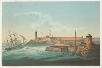 Morro und die Hafeneinfahrt von Havanna von Pierre Toussaint Frédéric Mialhe