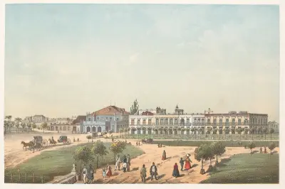 Das Teatro Tacón und ein Teil des Paseo de Isabel II von Pierre Toussaint Frédéric Mialhe