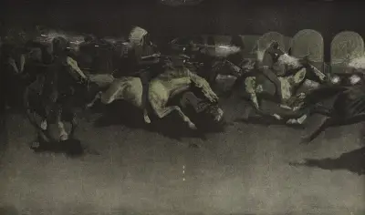 Nächtlicher Angriff auf einen Regierungswagenzug von Frederic Remington