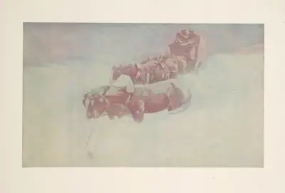 Ein schneebedecktes Weihnachtsfest auf der Postkutsche von Frederic Remington