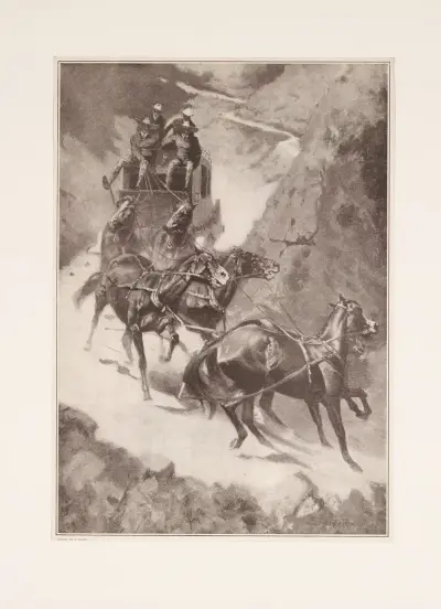 Amateur Rocky Mountain stage driving von Frederic Remington