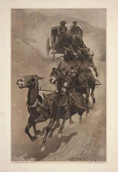 Eine Armee-Postambulanz – eine kaputte Bremse und ein Gefälle von Frederic Remington