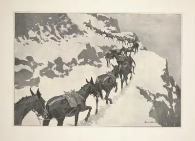 Ein Erzzug, der in die Silberminen von Colorado einfährt von Frederic Remington