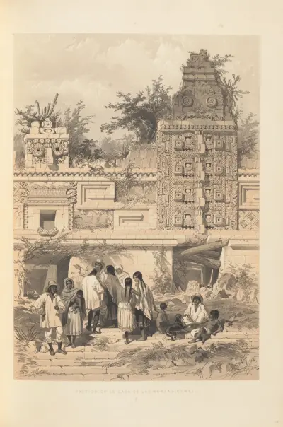 Portion of La Casa de Las Monjas, Uxmal av Frederick Catherwood