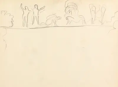Jeskyně zlatého telete; studie figur, Spencer Frederick Gore