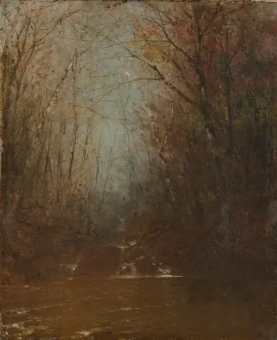 Forest Interior With Stream av John Frederick Kensett