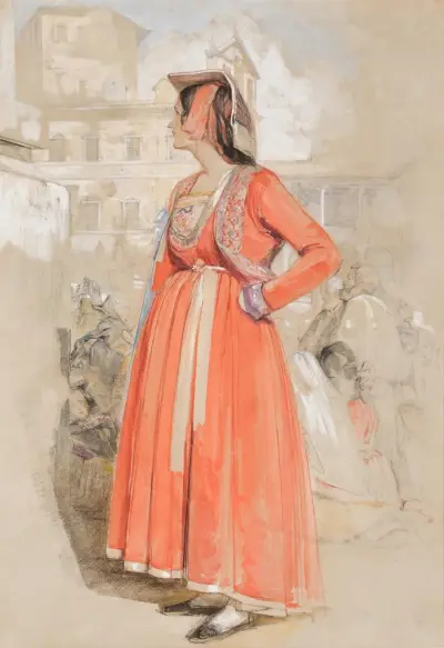 Studie einer jungen neapolitanischen Frau in Rom von John Frederick Lewis